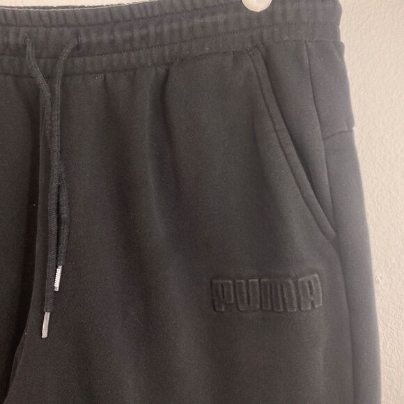 Puma Black Joggers Gym Fleece Sweat Pants Men XL Cotton Drawstring Waist Cuffs - Picture 4 of 14